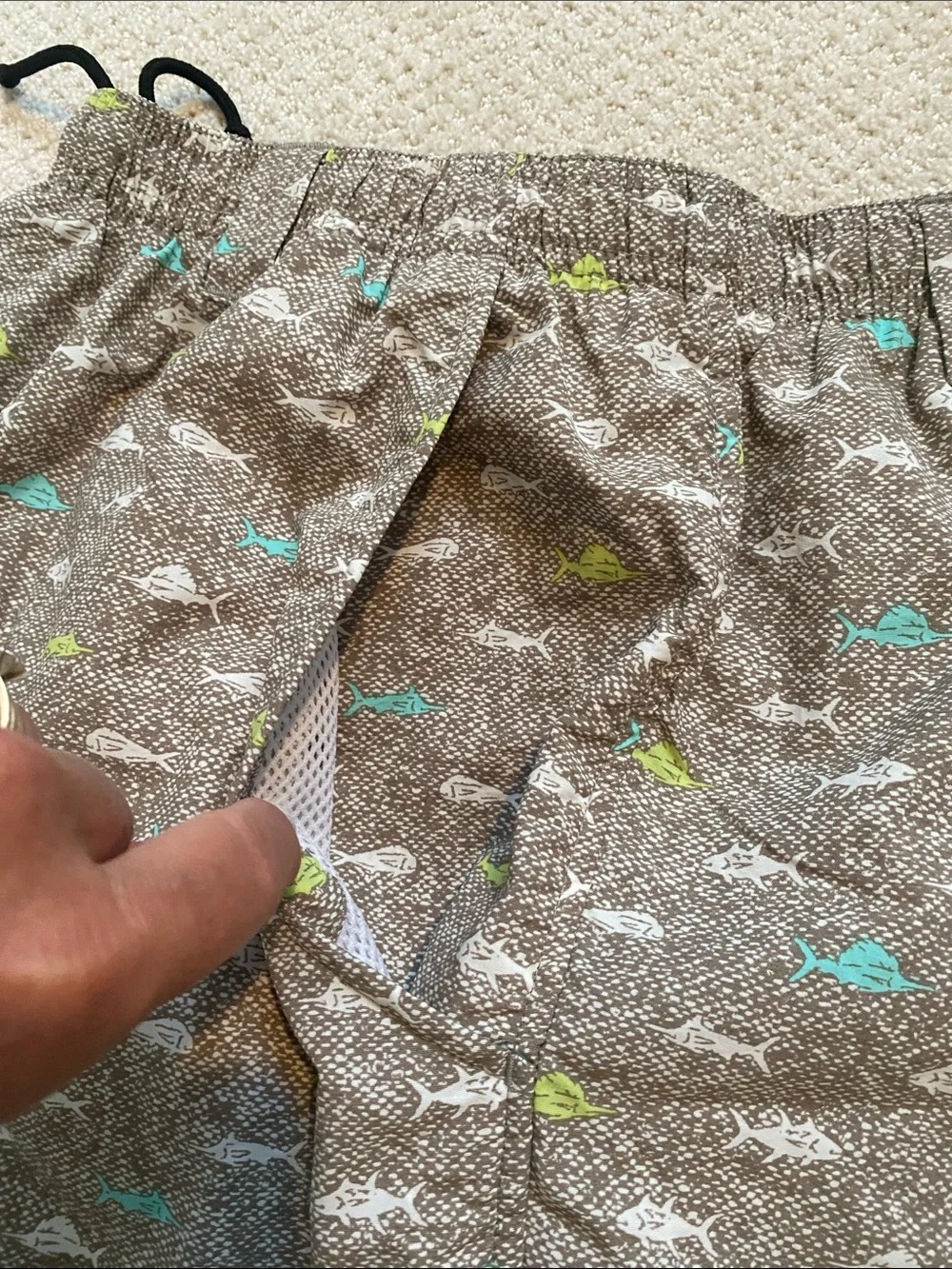 Men’s Columbia PFG Lounge, Beach or Fishing Shorts with Fish Print